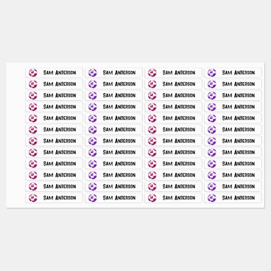 Terug naar School Meisjes Voetbal Kinder Naam Labels (Vel)