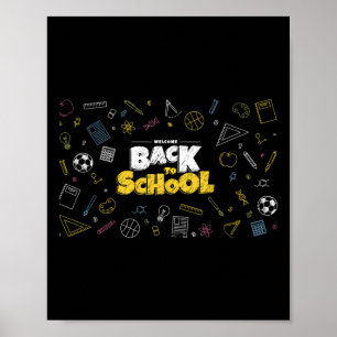Terug naar school mondkapje grappige leraar en stu poster