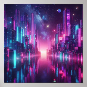 Terug naar school Neon Crystal City Lights Poster