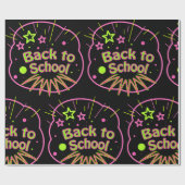 Terug naar School Neon Pop Art Bright Classroom Cadeaupapier (Vlak)