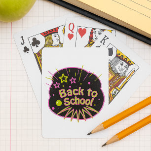 Terug naar School Neon Pop Art Bright Classroom Pokerkaarten