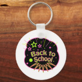 Terug naar School Neon Pop Art Bright Classroom Sleutelhanger (Voorkant)