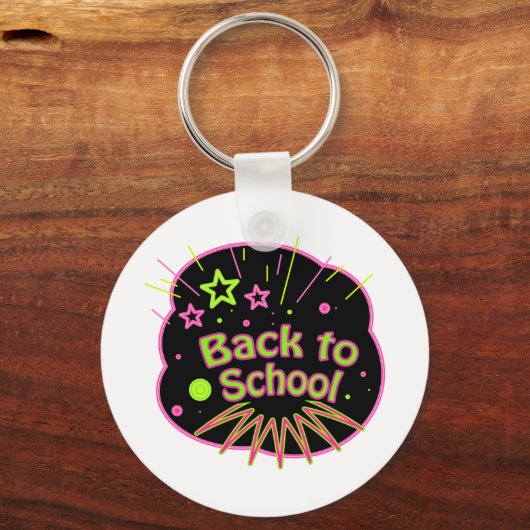 Terug naar School Neon Pop Art Bright Classroom Sleutelhanger (Voorkant)