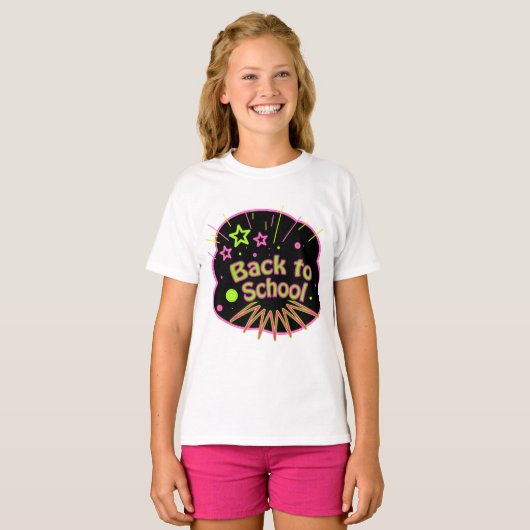 Terug naar School Neon Pop Art Bright Classroom T-shirt (Voorkant volledig)