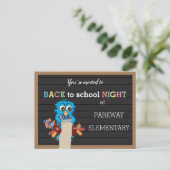 Terug-naar-school Night Blue Owl Briefkaart (Staand voorkant)