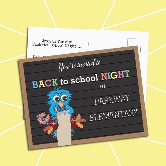 Terug-naar-school Night Blue Owl Briefkaart