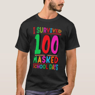 Terug naar school overleven ik 100 gemaskerde scho t-shirt
