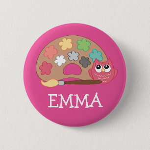 Terug naar School OWL Name Backpack Button