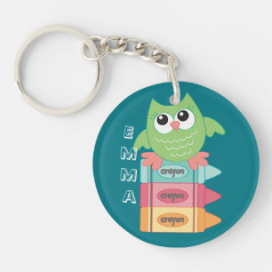 Terug naar School OWL Name Backpack Label Sleutelhanger