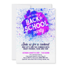Terug naar School Party Paint Splatter Uitnodigen