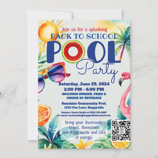 terug naar school Pool party class vrienden verjaa Kaart (Voorkant)