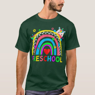 Terug naar school Preschool Regenboog Eenhoorn Ler T-shirt