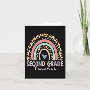Terug naar school Rainbow Leopard Tweede Grade Tea Kaart
