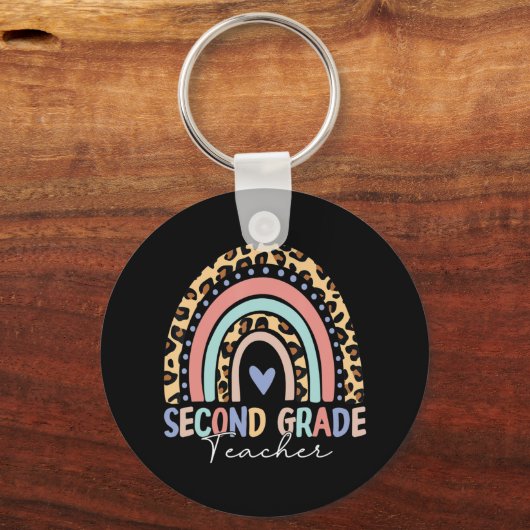 Terug naar school Rainbow Leopard Tweede Grade Tea Sleutelhanger (Voorkant)