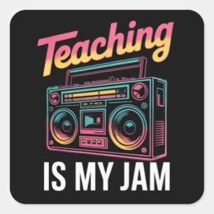 Terug naar school Retro lesgeven is mijn Jam 80s Vierkante Sticker