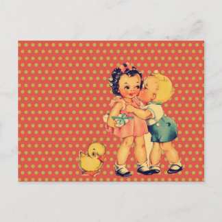 Terug naar school Retro patropatroonkitsch  Kinder Briefkaart