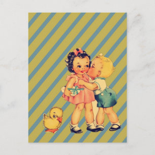 Terug naar school Retro patropatroonkitsch  Kinder Briefkaart