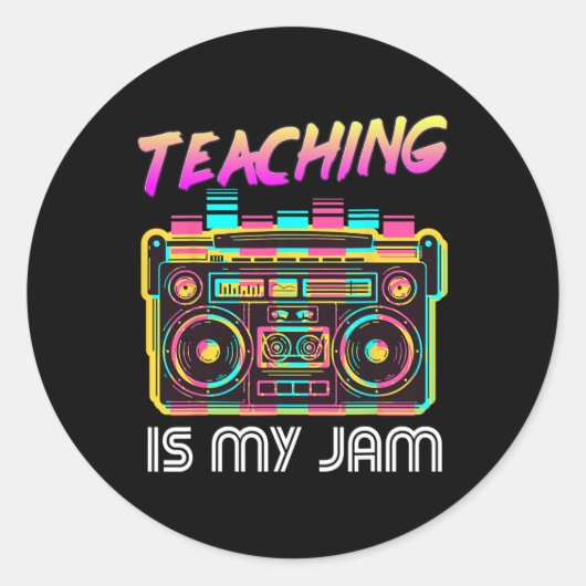 Terug naar School Retro Teaching is Mijn Jam 80s T Ronde Sticker (Voorkant)