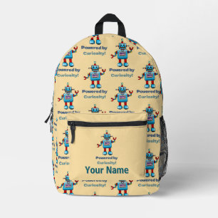 Terug naar school - robot (naam toevoegen) bedrukte rugzak