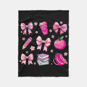 Terug naar school Roze Coquette Bow Pencil Apple K Fleece Deken
