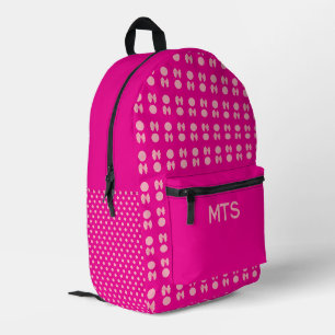Terug naar school Roze Strikken Stippen Monogram B Bedrukte Rugzak