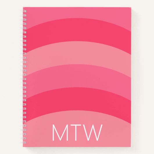 Terug naar school roze tinten strepen witte monogr notitieboek (Voorkant)