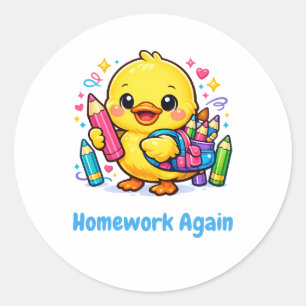Terug naar school Schattig Kuiken Grappige Sticker