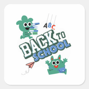 Terug naar school Schattig Monster Avontuur Vierkante Sticker