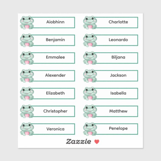 Terug naar school - Schattige Frogs Multiple Name Sticker (Vel)