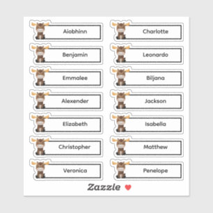Terug naar school - Schattigee Moose Multiple Name Sticker