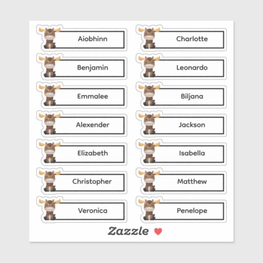 Terug naar school - Schattigee Moose Multiple Name Sticker (Vel)