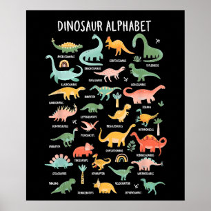 Terug naar school Soorten Dinosaurussen Alfabet Poster