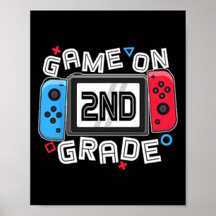 Terug naar school spel 2e leerjaar leuke gamer kin poster