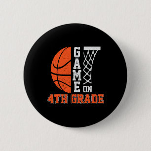 Terug naar school spel op 4e klas leuke basketbal ronde button 5,7 cm