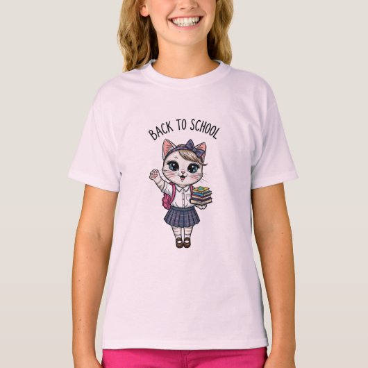 Terug naar School Student Cat T-shirt (Voorkant)