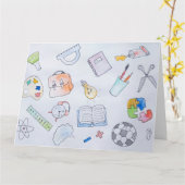 Terug naar school studiebenodigdheden, school kaart (Gele Bloem)