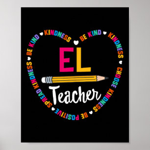 Terug Naar School T-shirt El Leraar Engels Leerlin Poster