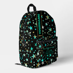 Terug naar school turquoise nepgoud zwarte sterren bedrukte rugzak