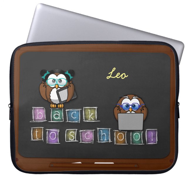 terug naar school uil laptop sleeve (Voorkant)