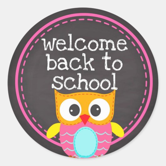 Terug naar School Uil Ronde Sticker (Voorkant)