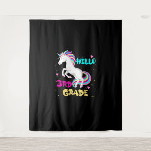 Terug naar School Unicorn Hallo Kind Eerste dag va Wandkleed