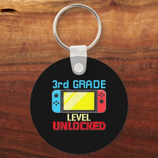 Terug naar School Video Gamer 3de Grade Level Unlo Sleutelhanger (Achterkant)