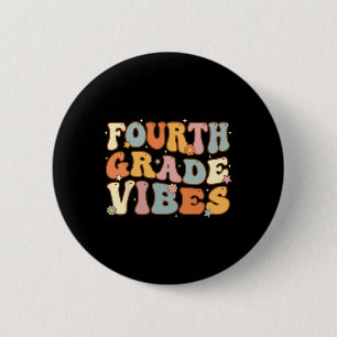 Terug naar school vierde klas sfeer leerling leraa ronde button 5,7 cm