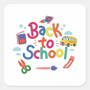 Terug naar school vierkante sticker