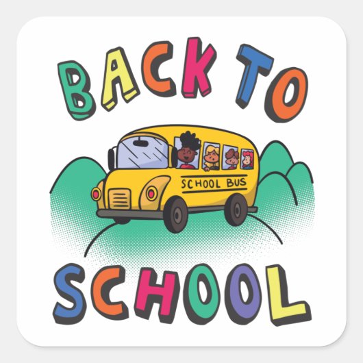 Terug naar school vierkante sticker (Voorkant)