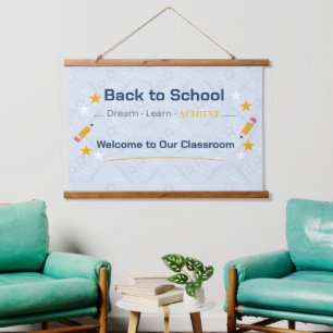 Terug naar school wandtapijt Klaslokaal wanddeco Hangend Wandkleed