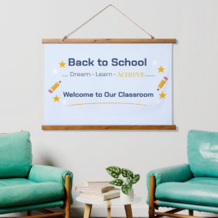 Terug naar school wandtapijt   Klaslokaal wanddeco Hangend Wandkleed