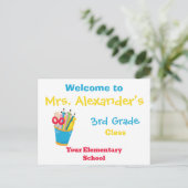 Terug naar School Welkomstbericht Briefkaart (Staand voorkant)