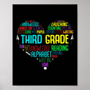 Terug naar school Word Cloud Third Grade Teacher Poster