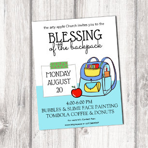 terug naar school zegen de rugzak kerk poster